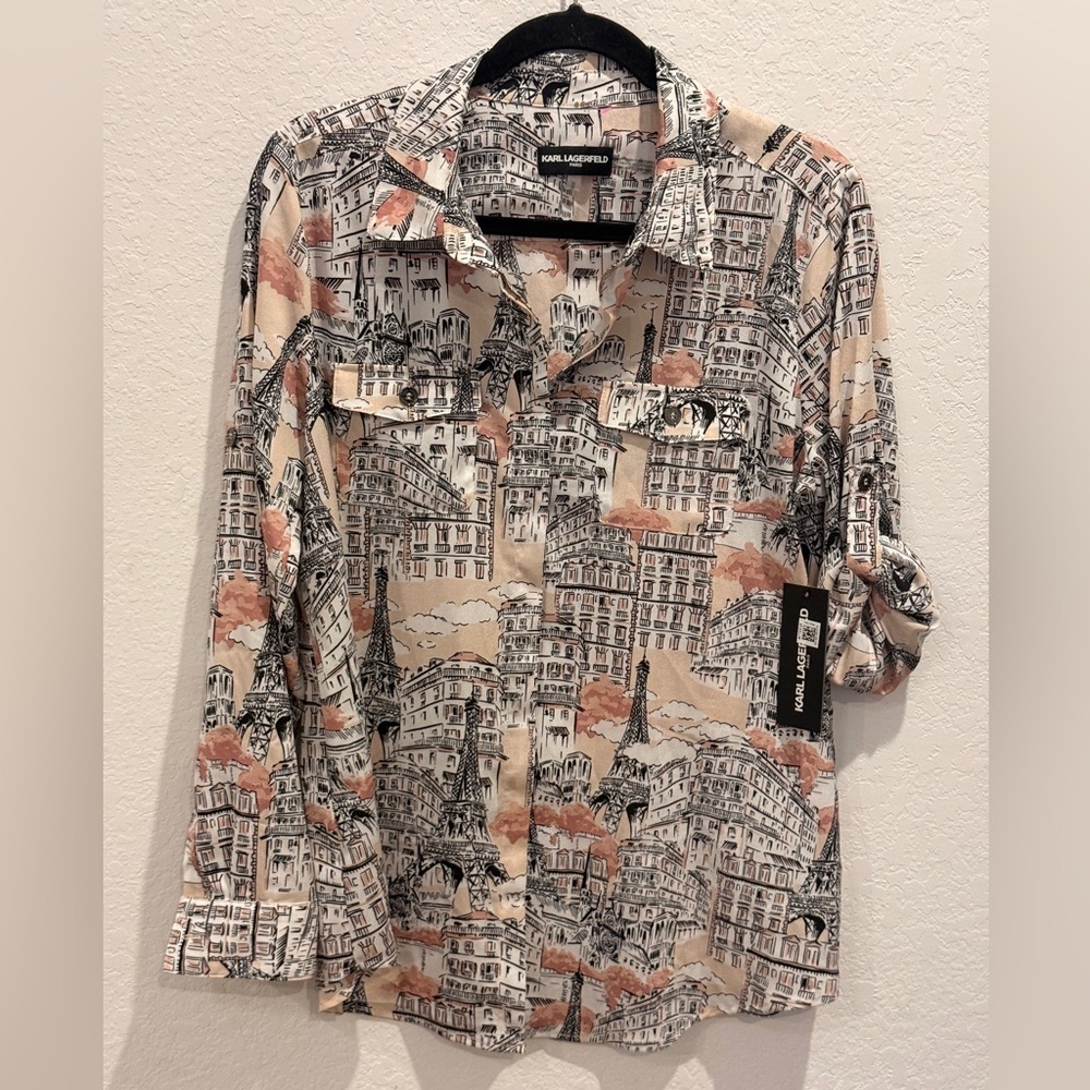 Karl Lagerfeld long sleeve/turnup button down Shirt (preloved- no tags) - Picture 2 of 9